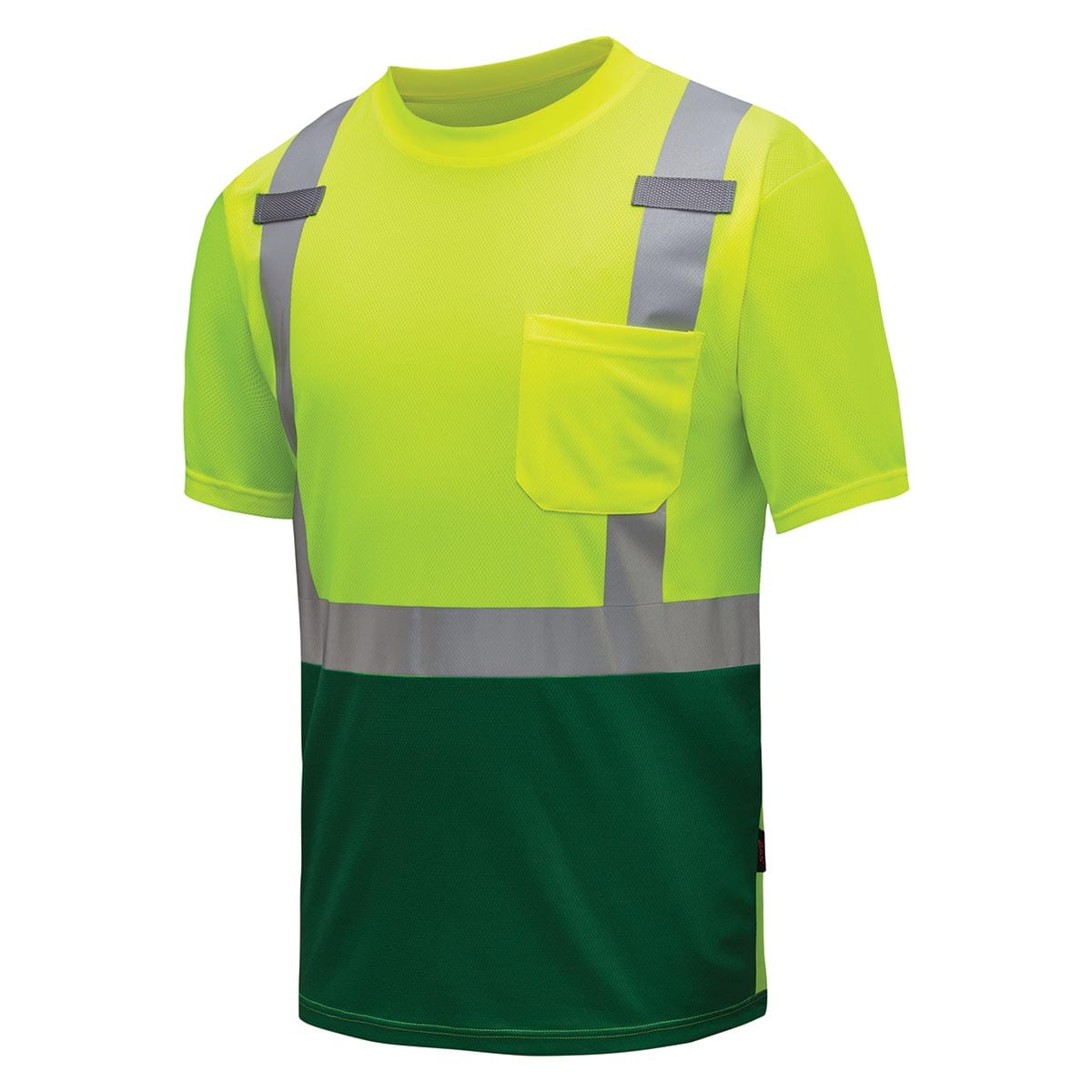 GSS Safety ANSI Class 2 Short Sleeve Safety Hi-Vis T-shirt w/Forest Green Bottom Lime