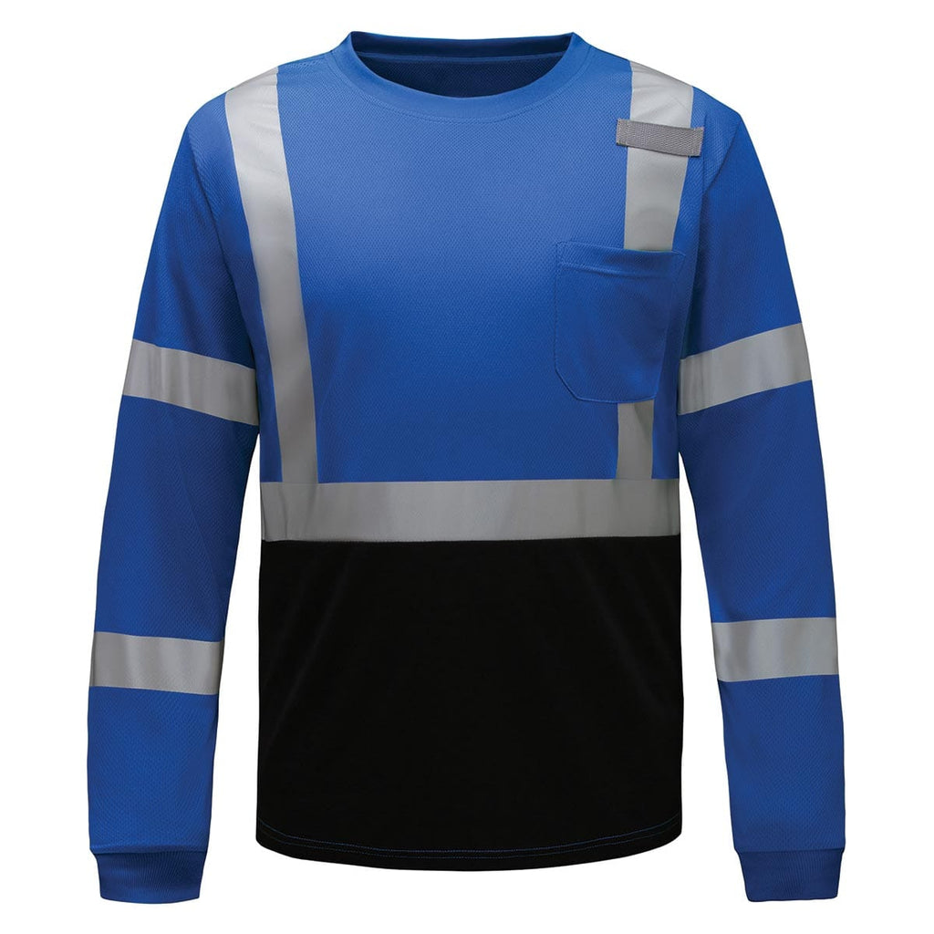 Blue GSS Safety Non-ANSI Long Sleeve Enhanced Visibility Shirt with Reflective Tape