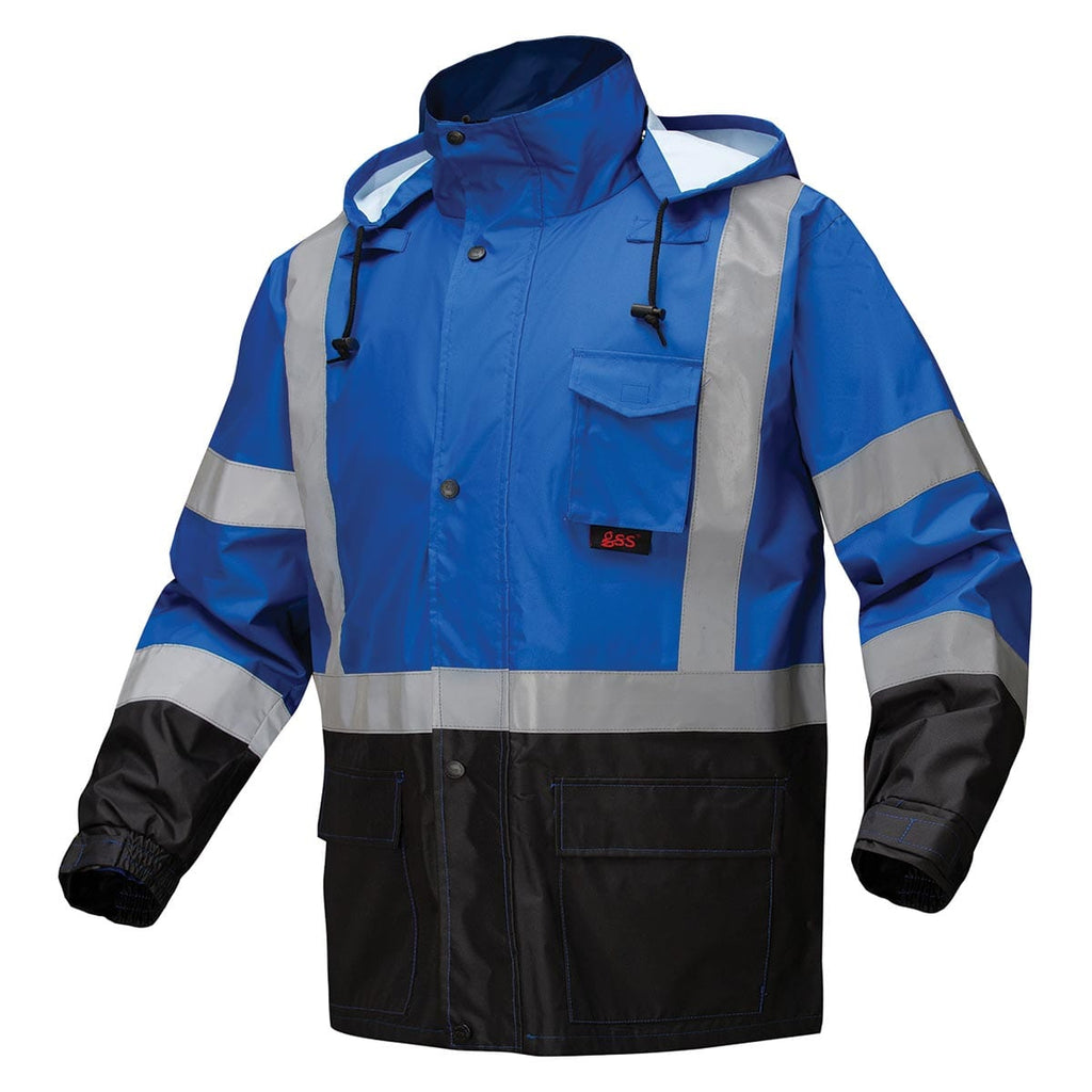 GSS Safety Non-ANSI Multi Color Premium Hooded Enhanced Visibility Rain Coat