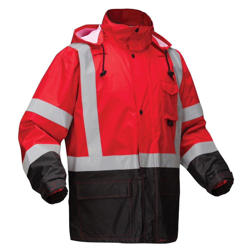 GSS Safety Non-ANSI Multi Color Premium Hooded Enhanced Visibility Rain Coat