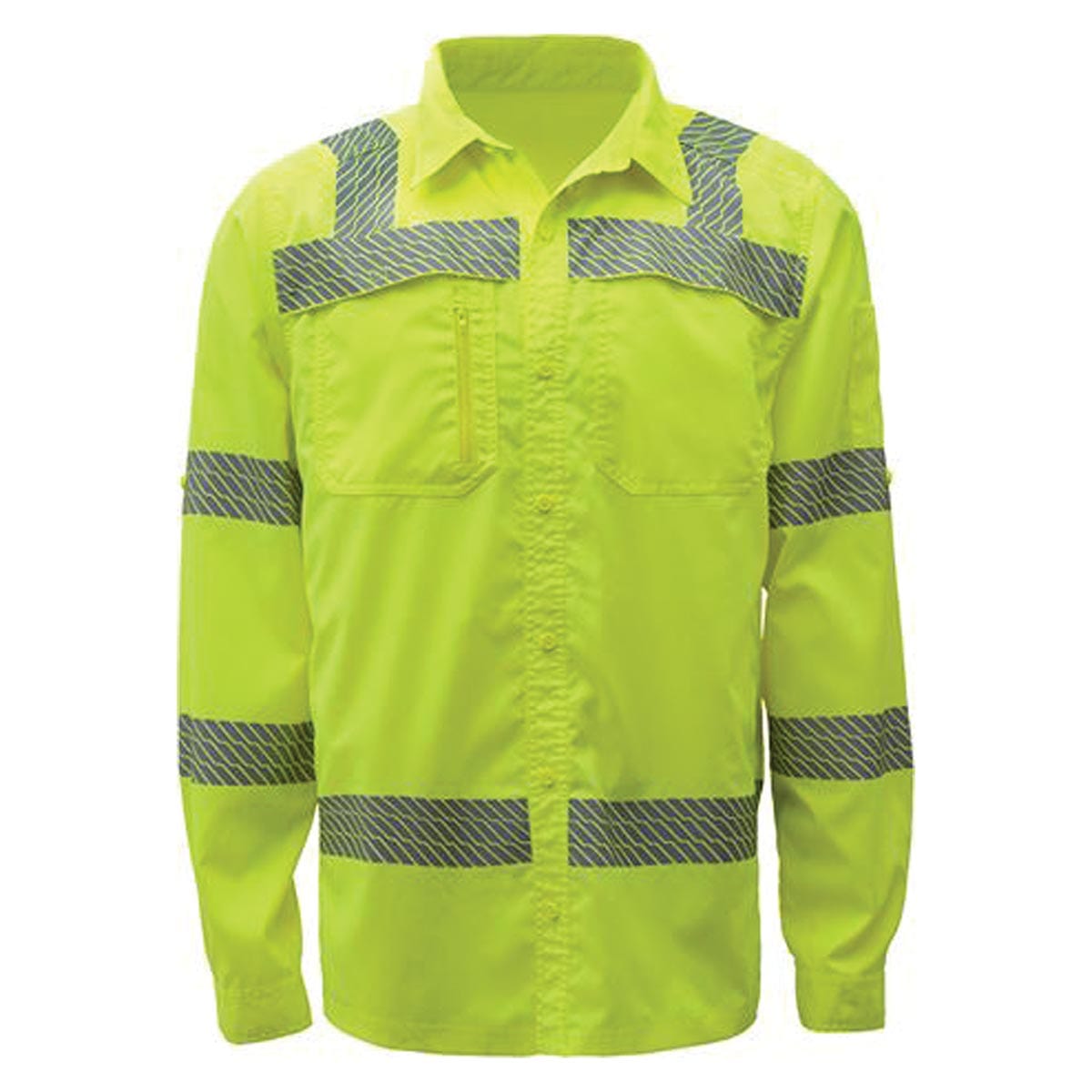Lime GSS Safety ANSI 3 Lightweight Ripstop Hi-Vis Button Down Shirt
