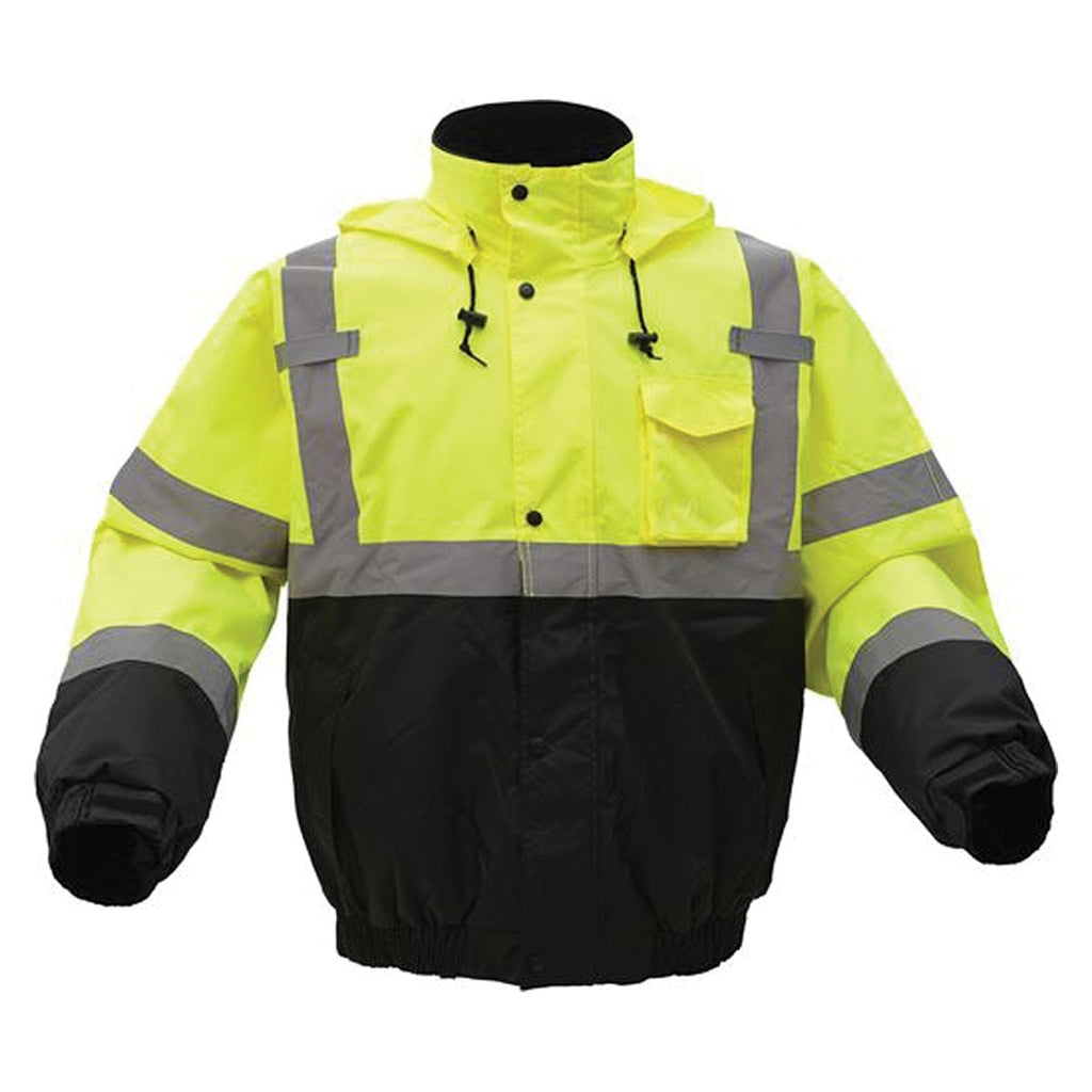 Lime GSS Safety ANSI 3 Waterproof Quilt-Lined Hi-Vis Bomber Jacket