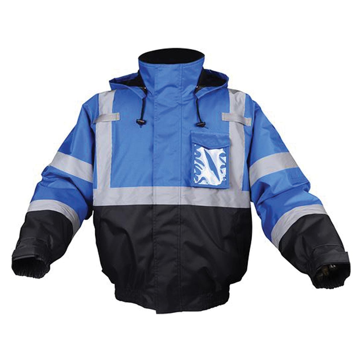 Blue GSS Safety Non-ANSI Multi-Color Waterproof Enhanced Visibility Bomber Jacket w/ Black Bottom