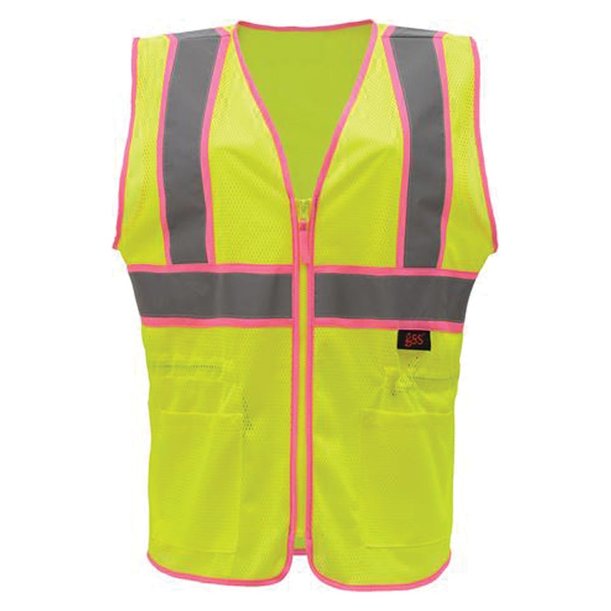 Lime/Pink GSS Safety Women's ANSI Class 2 Two-Tone Hi-Vis Zip Vest