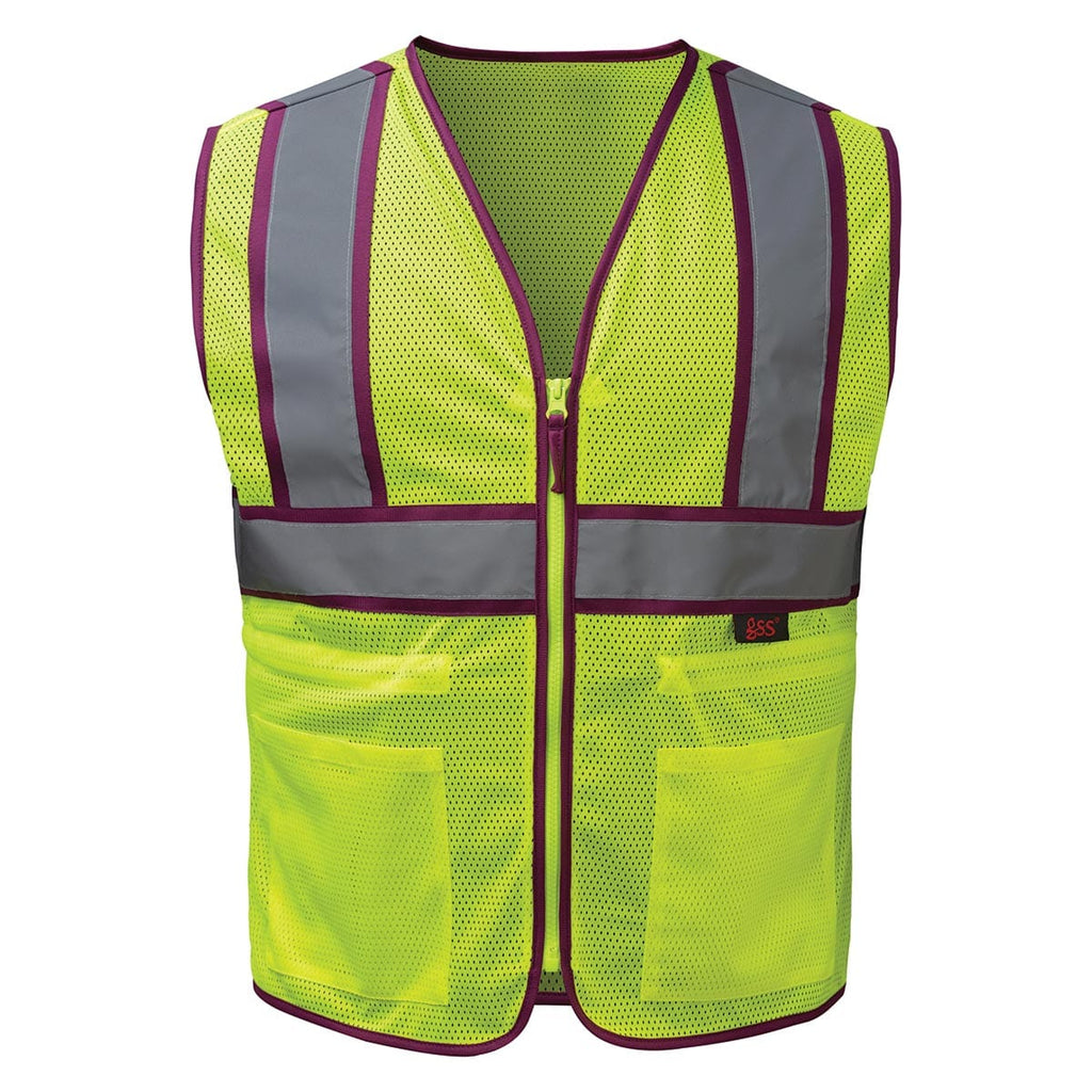 Lime/Plum GSS Safety Women's ANSI Class 2 Two-Tone Hi-Vis Zip Vest