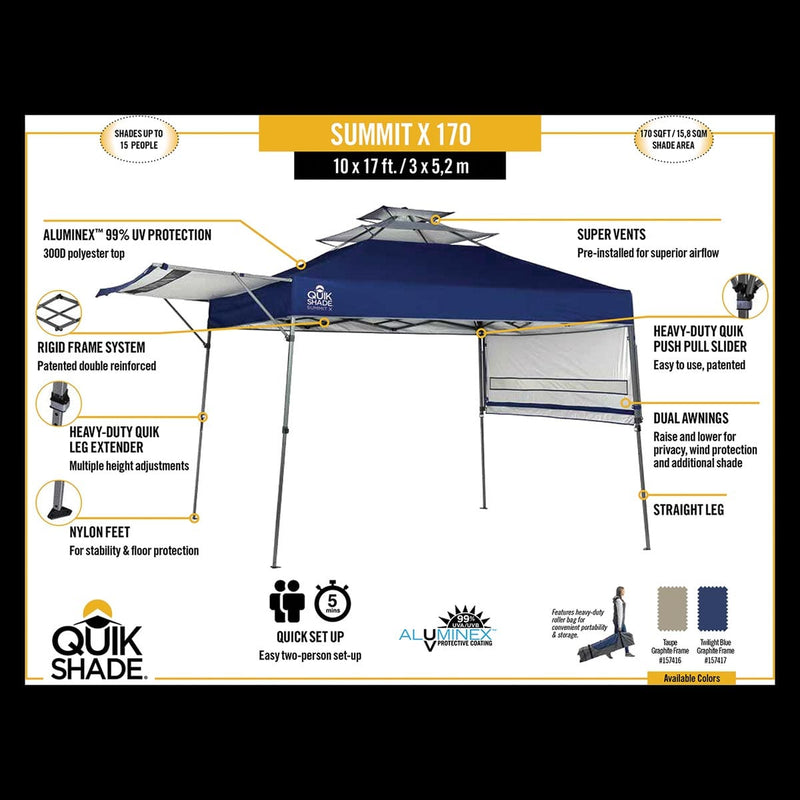 Quik Shade Summit SX170 10 x 17 ft. Straight Leg Pop-Up Canopy