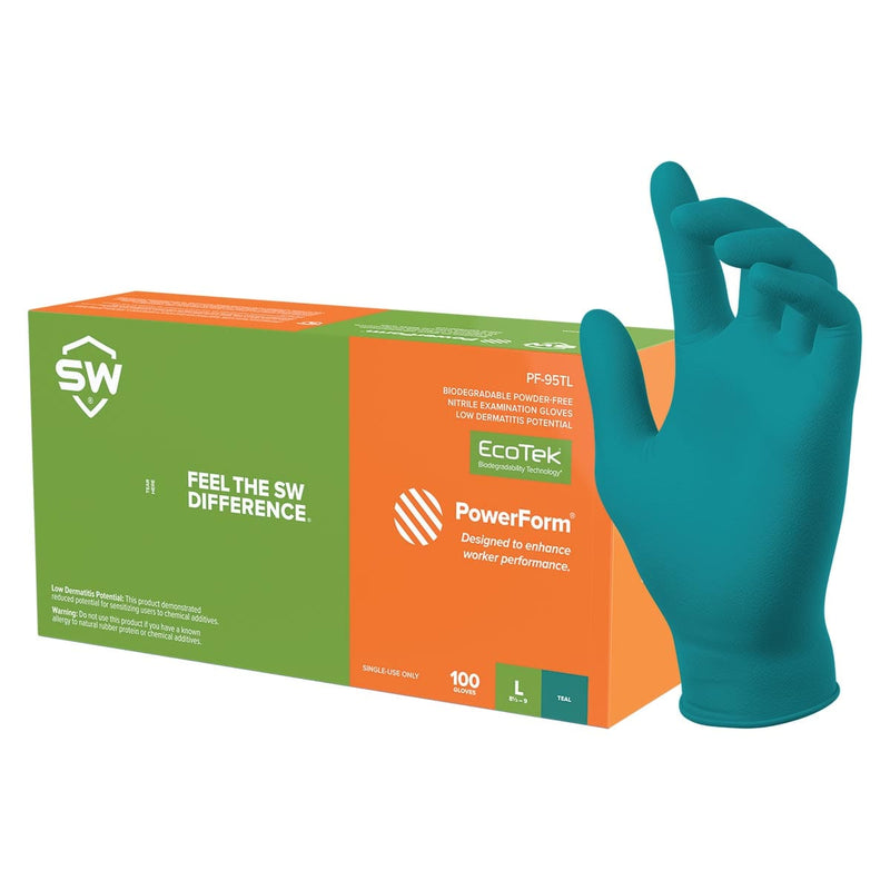 SW Safety PowerForm PF-95TL 5-mil Biodegradable Nitrile Gloves, 100pk