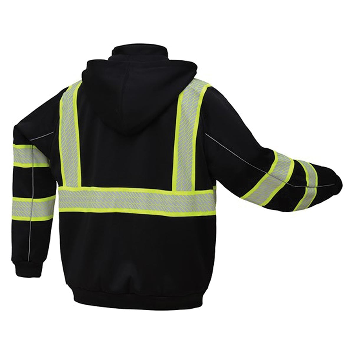 Back of black GSS Safety Non-ANSI Black ONYX Heavyweight High Visibility Sweatshirt