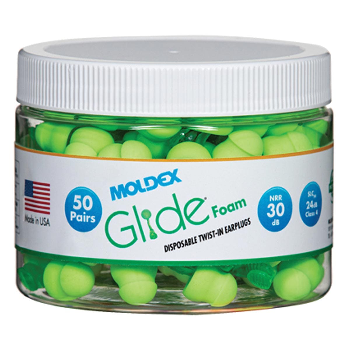 Moldex Glide® Foam Twist In Earplugs Canister, 50 pairs