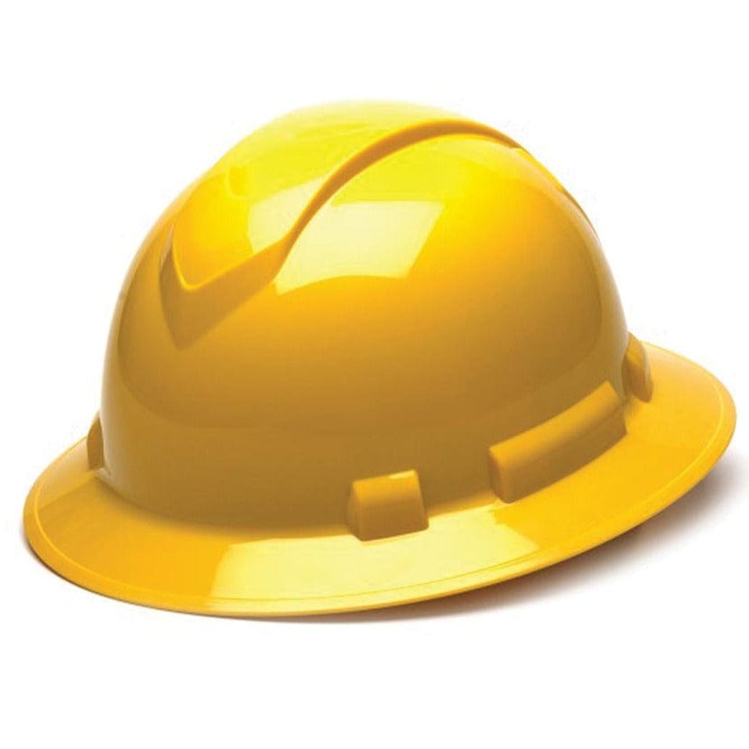Yellow Ridgeline Full Brim 6 Point Ratchet Hard Hat