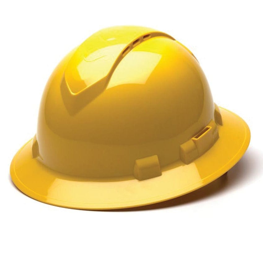 Yellow Ridgeline Full Brim Vented 4 Point Ratchet Hard Hat