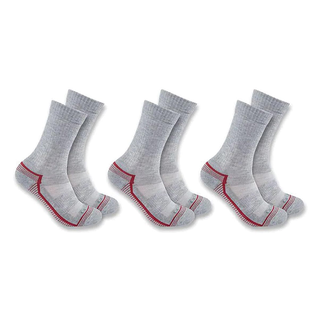 Grey Carhartt Women's Force Midweight Crew 3 Pack Socks