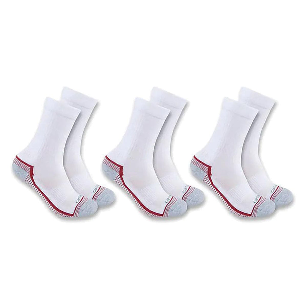 White Carhartt Women's Force Midweight Crew 3 Pack Socks