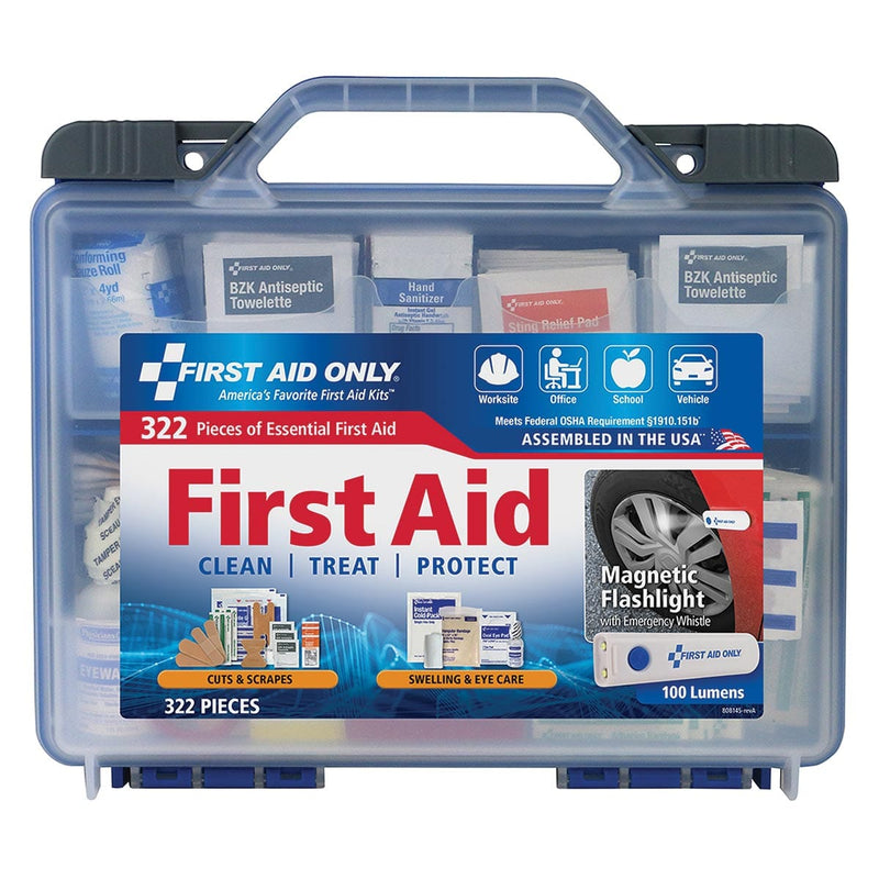 First Aid Only Clear Cover Intermediate First Aid Kit with Safety Light