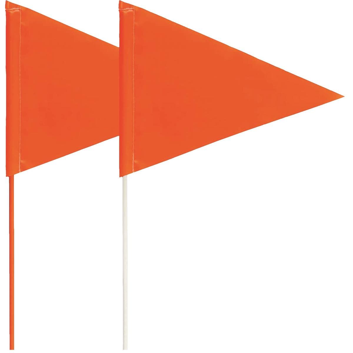 Orange Glo Plastic Staff Marking Flags- 2.5 inch x 3.5 inch with 21 inch  Wire Staff- 1000 pcs