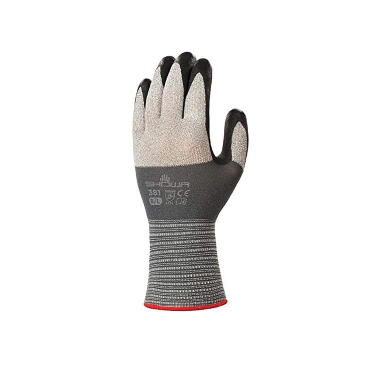 Showa Coated Gloves, size M, 9-1/2 in L, Gray, PR (845-381M-07)