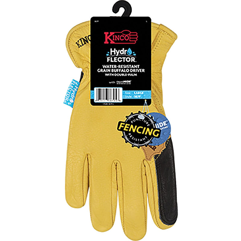 Kinco HydroFlector Water-Resistant Grain Buffalo Double Palm Driver Gloves