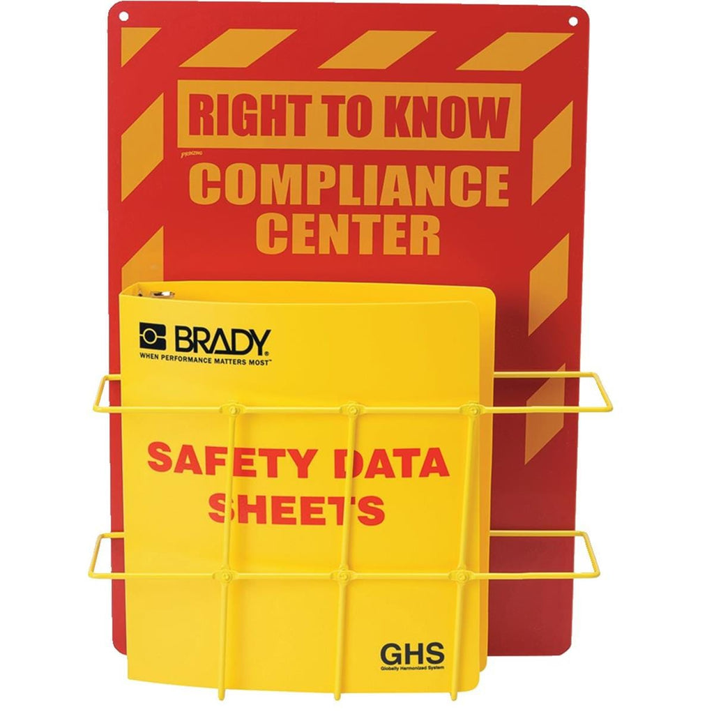 Brady 2025 :: Standard MSDS Binder, 3" Ring, Red On Yellow