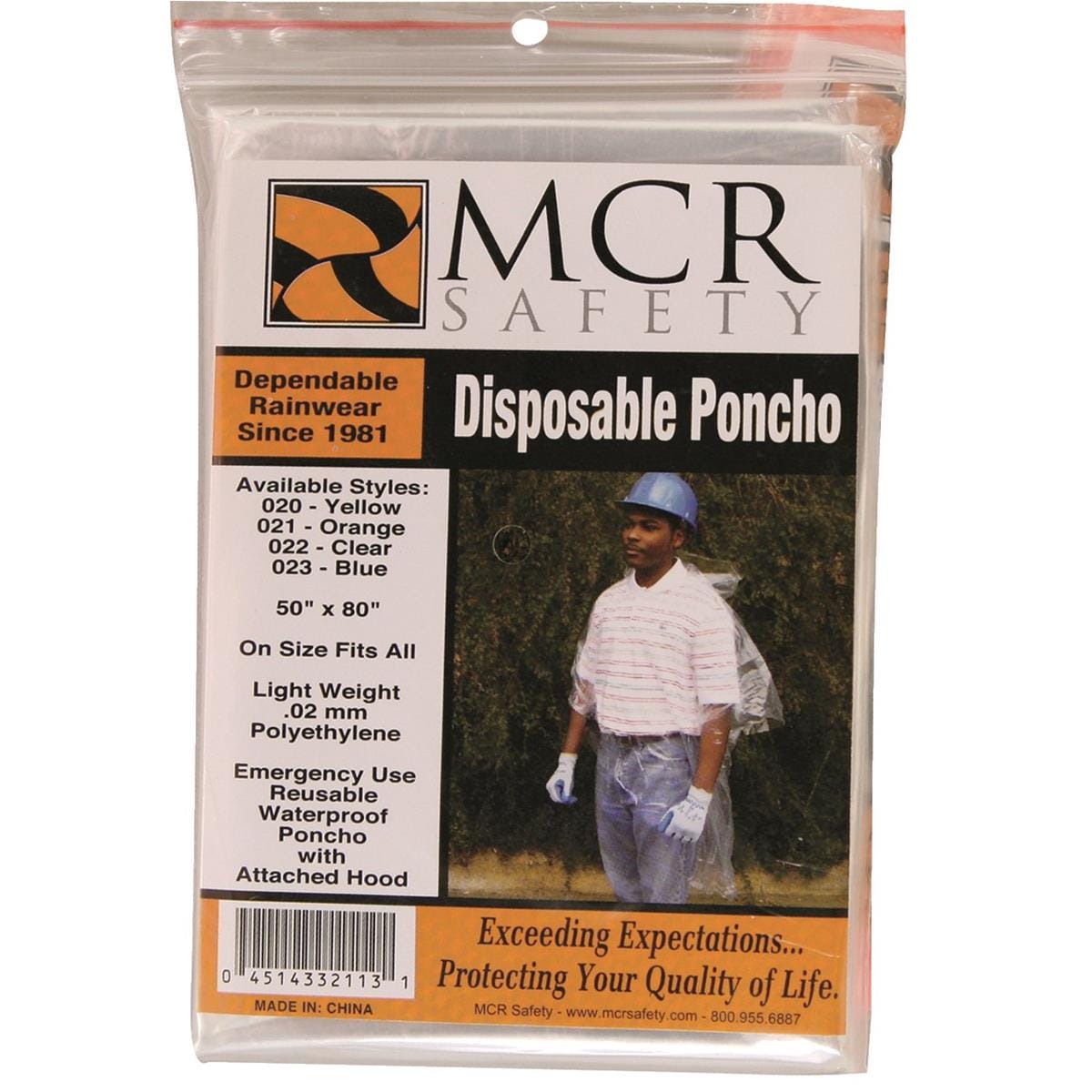 Clear MCR Safety Disposable Rain Ponchos, Pkg. of 12