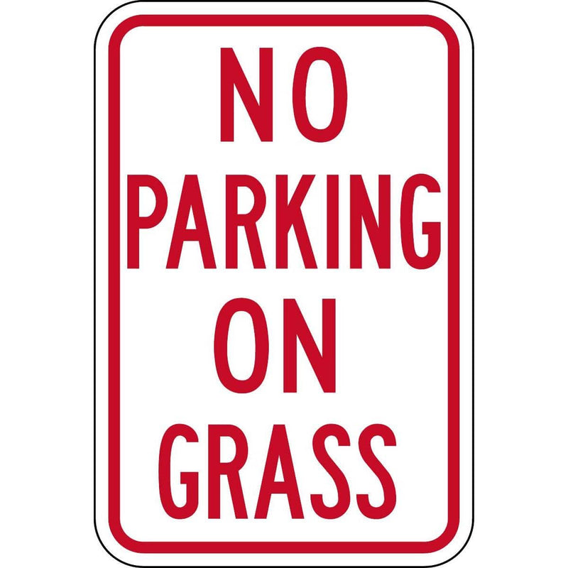 "No Parking on Grass" Traffic Control Sign