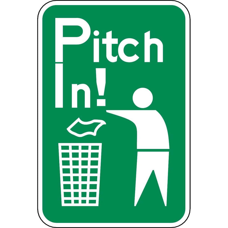 "Pitch In" Litter Control Sign