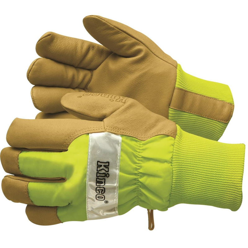High-Visibility Insulated Pigskin Gloves, Lime