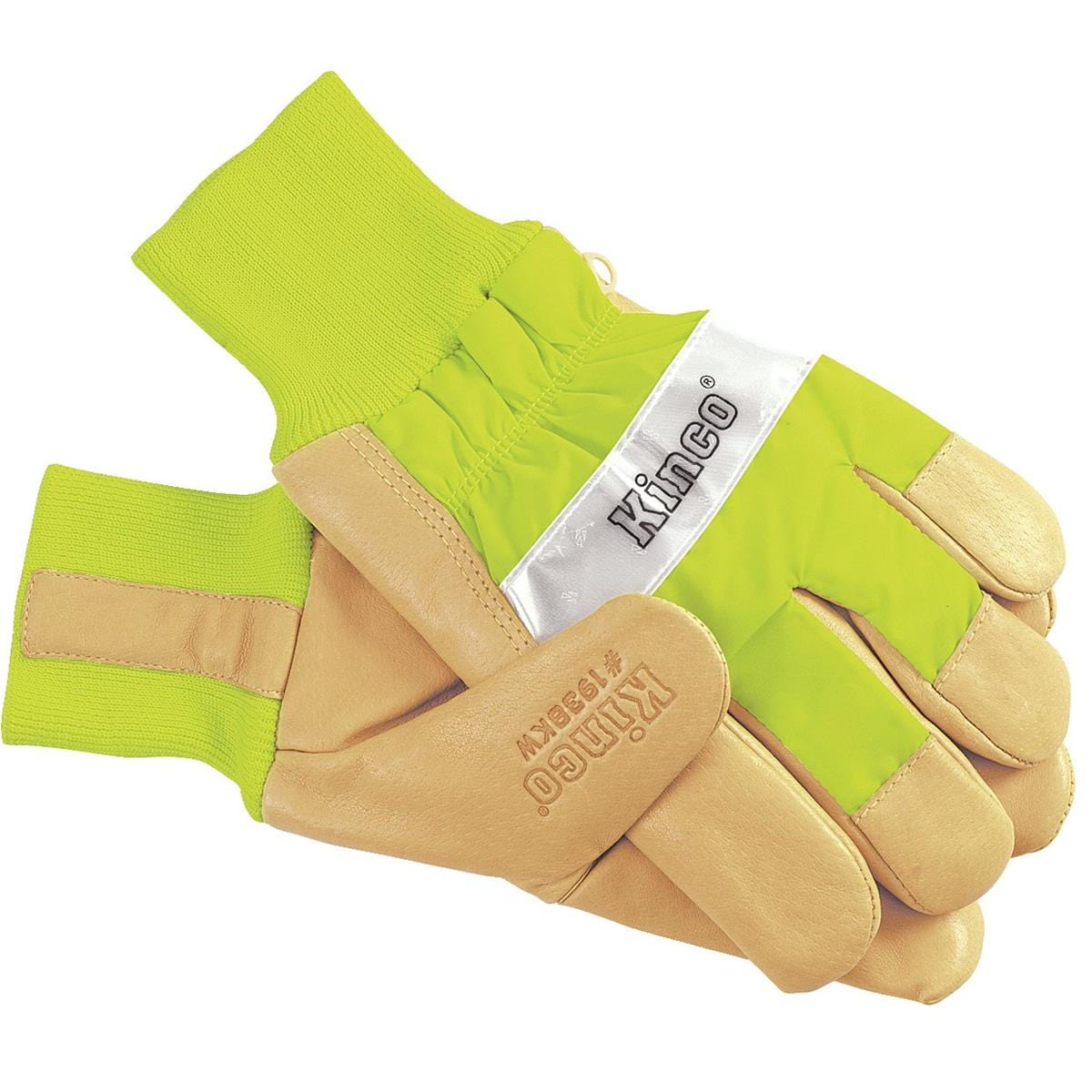 High-Visibility Insulated, Waterproof Pigskin Gloves, Lime Green