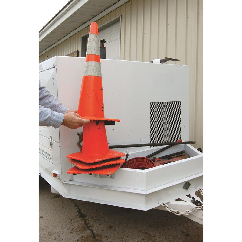 Vertical Mount Traffic Cone Holder, Upright Stacking Style