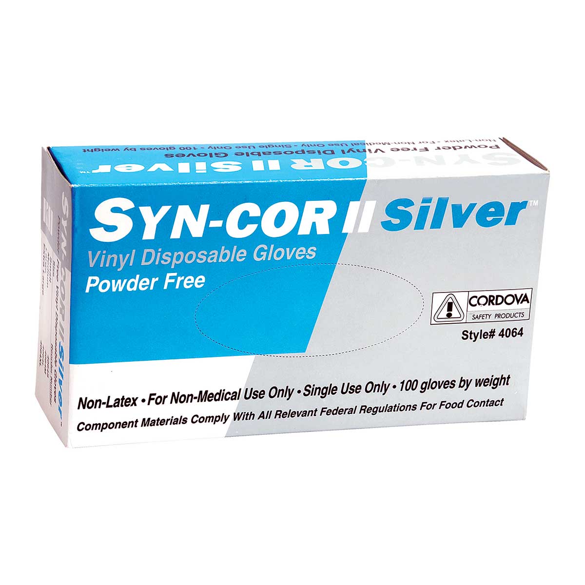 Syn-Cor Silver II 3.5-mil Vinyl Powder Free Gloves, Box of 100