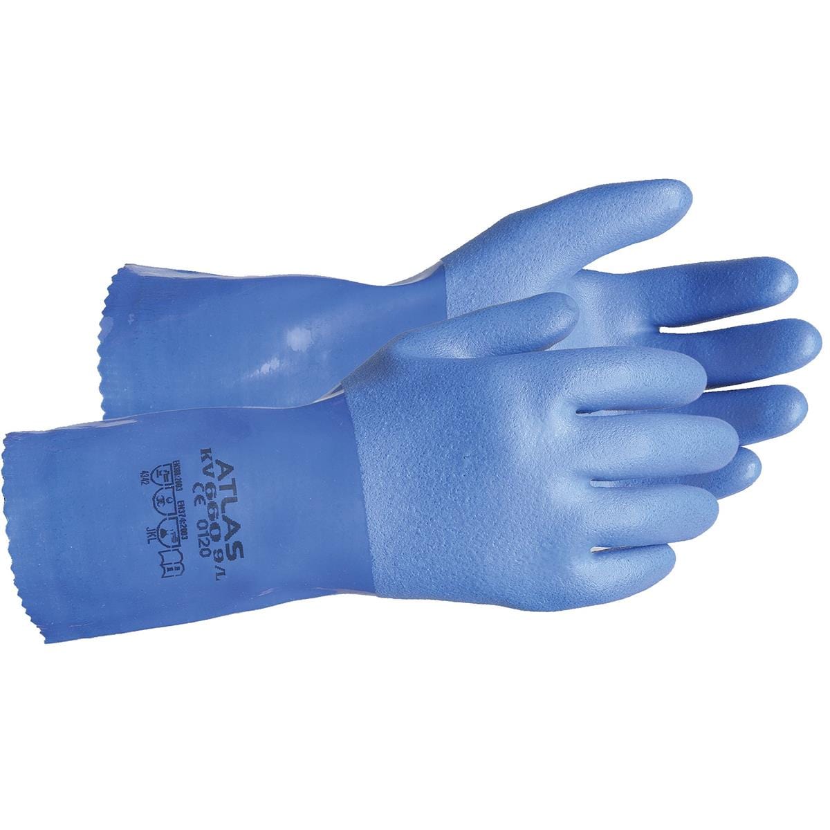 Atlas 12" PVC-Coated Gloves with Cut-Resistant Lining