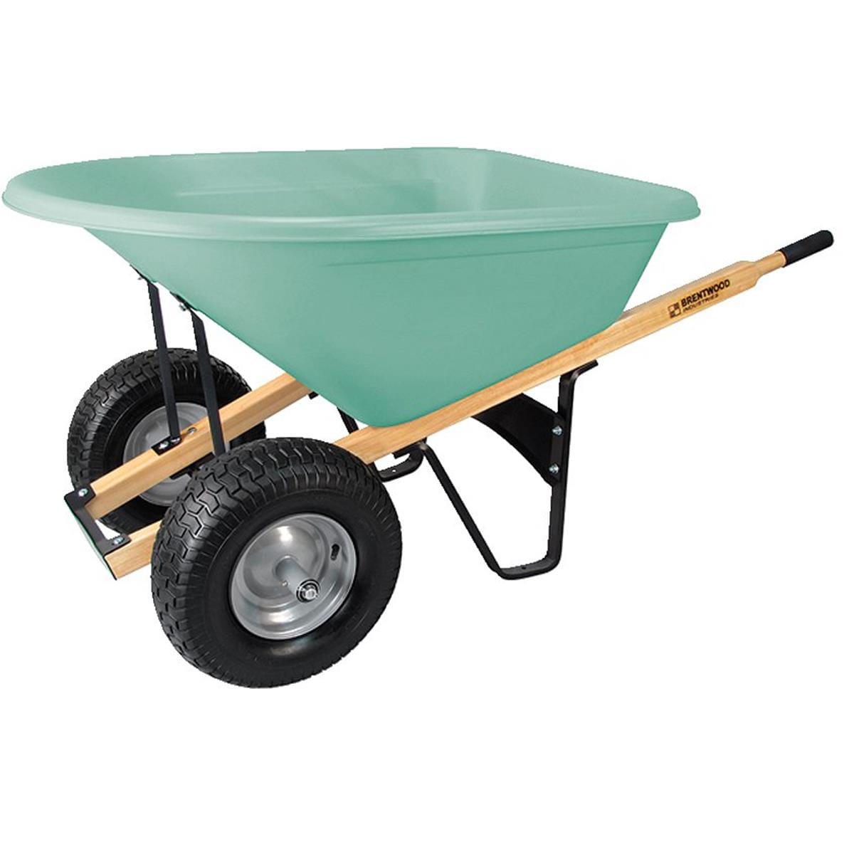 BRENTWOOD INDUSTRIES Dual Tire, Poly Tray Wheelbarrow, No Flat Wheel, 8 cu ft