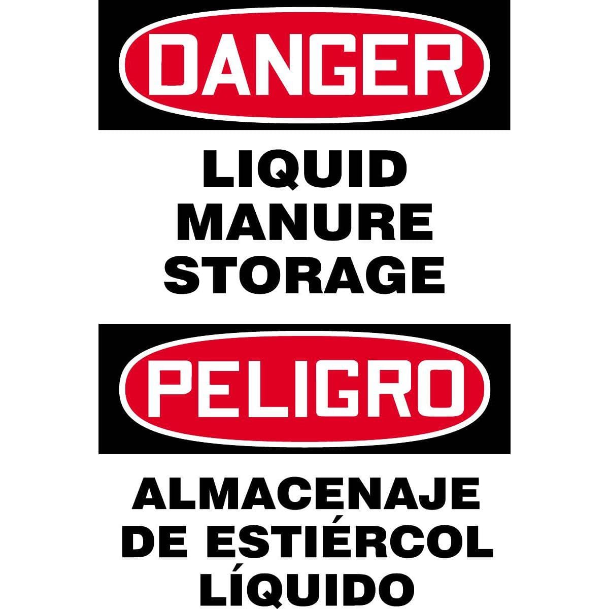 "Danger - Liquid Manure Storage" Bilingual Warning Sign