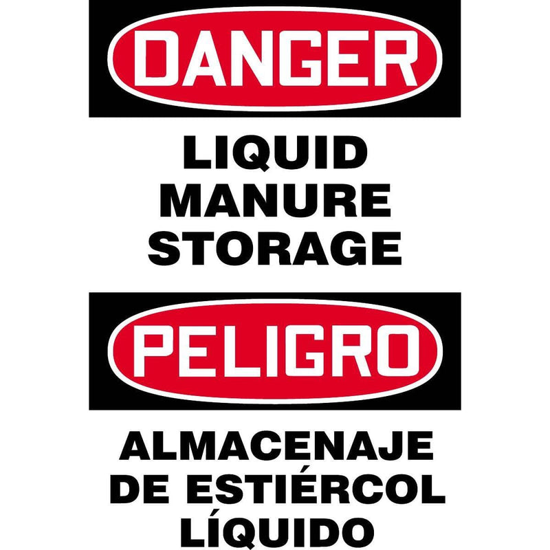 "Danger - Liquid Manure Storage" Bilingual Warning Sign