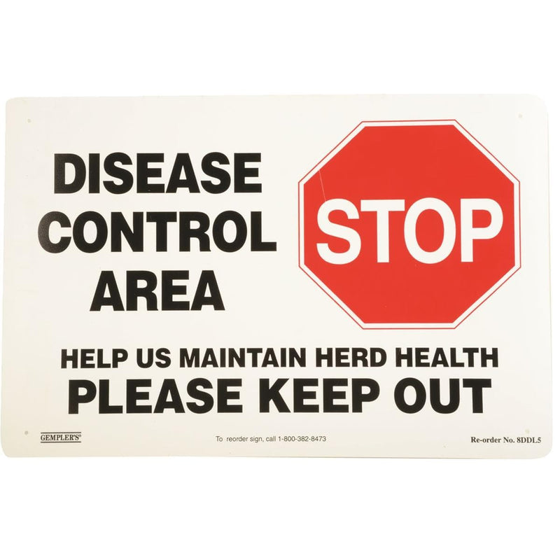 "Disease Control Area" Biosecurity Sign