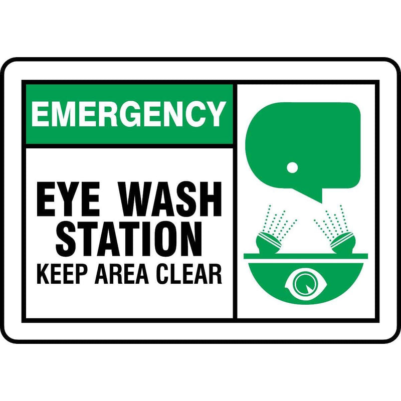 "Emergency Eye Wash Station..." Graphic Alert Sign
