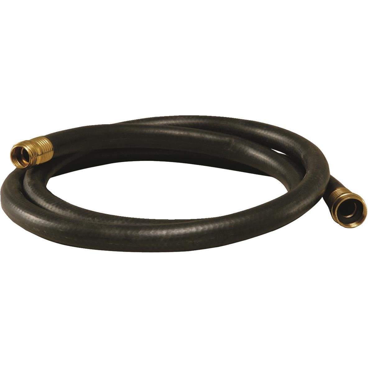 7'L leader hose. Black with brass fittings.