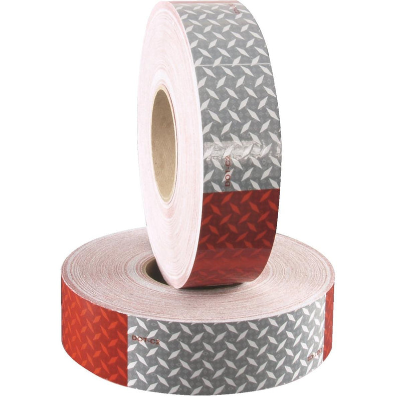 Diamond-Plated Red/White Reflective Conspicuity Tape