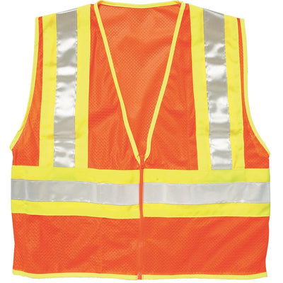 Orange Kishigo ANSI Class 2 Ultra-Cool Contrasting Mesh Safety Vest with Wide Reflective Striping