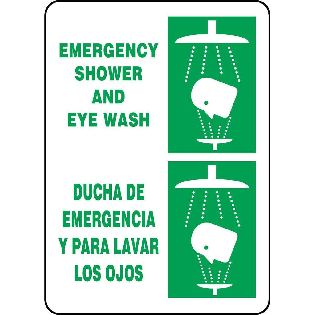 Bilingual Emergency Shower And Eye Wash Sign
