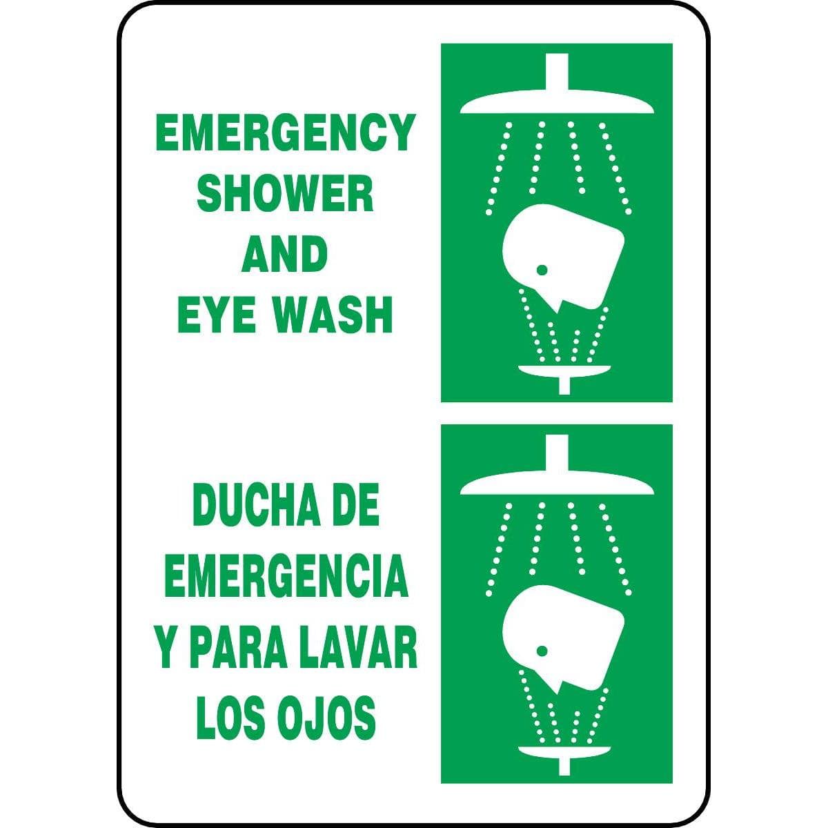 Bilingual Emergency Shower And Eye Wash Sign