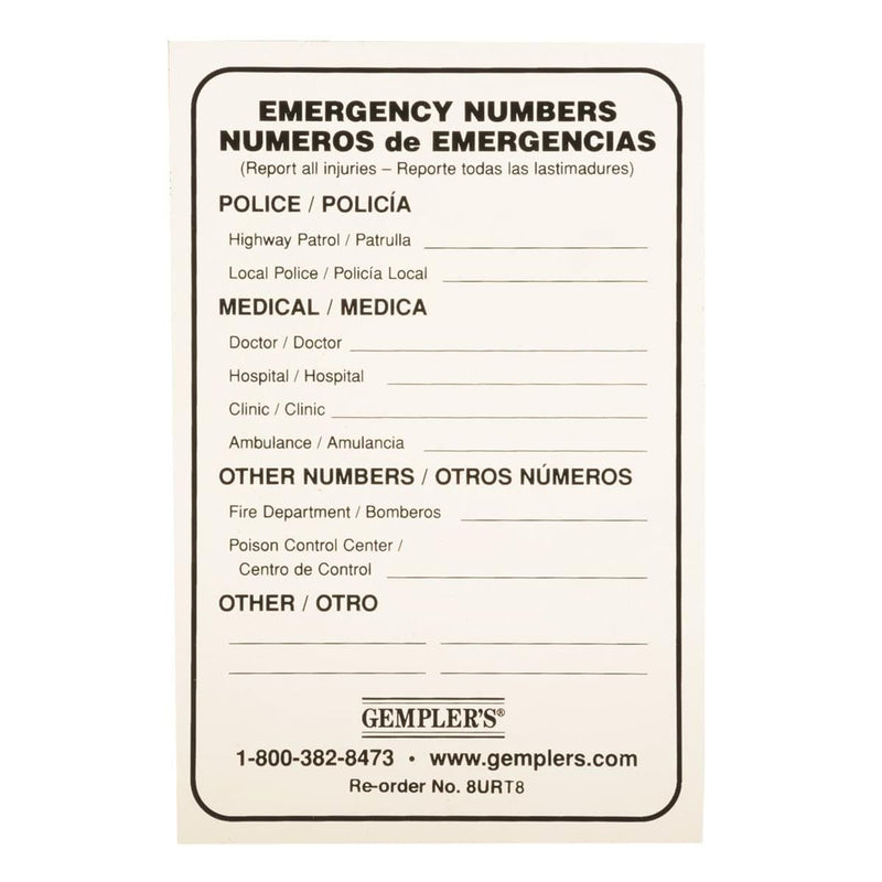 GEMPLER'S® Self-adhesive, Required Emergency Information Sign