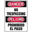 Bilingual Danger / No Trespassing Sign