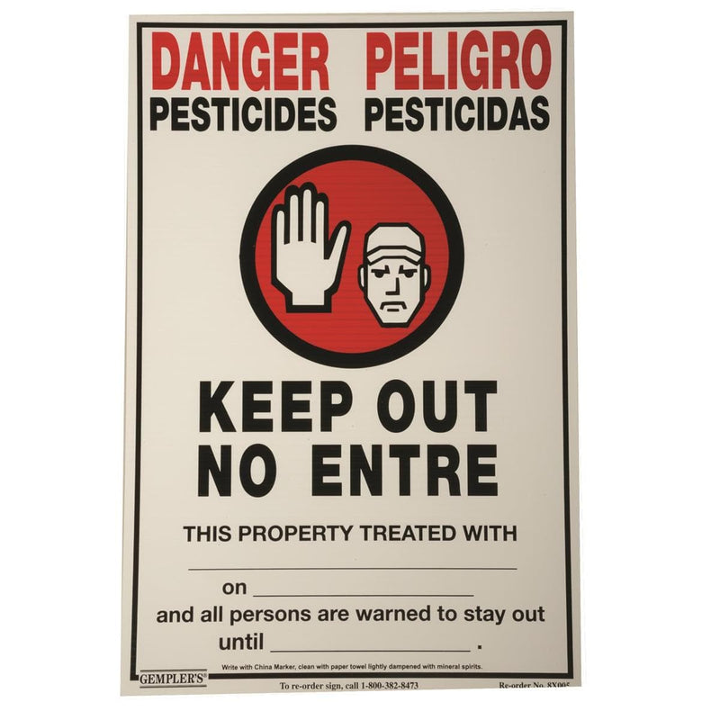GEMPLER'S Plastic WPS Bilingual Warning Sign with Application Data