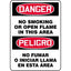 Bilingual Danger / No Smoking Or Open Flame In This Area Sign