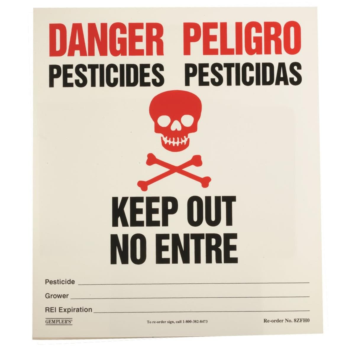 GEMPLER'S 14"W x 16"H California Pesticide Warning Sign