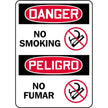 Bilingual Danger / No Smoking Sign