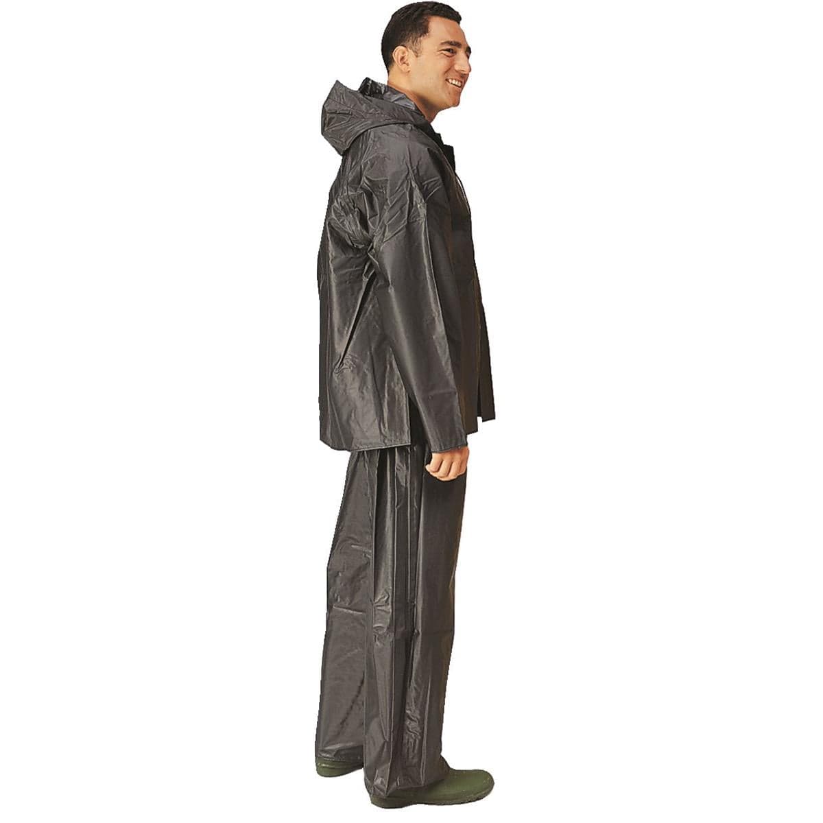 Tri Weave® FR 30"L Hooded Rain Jacket, Black