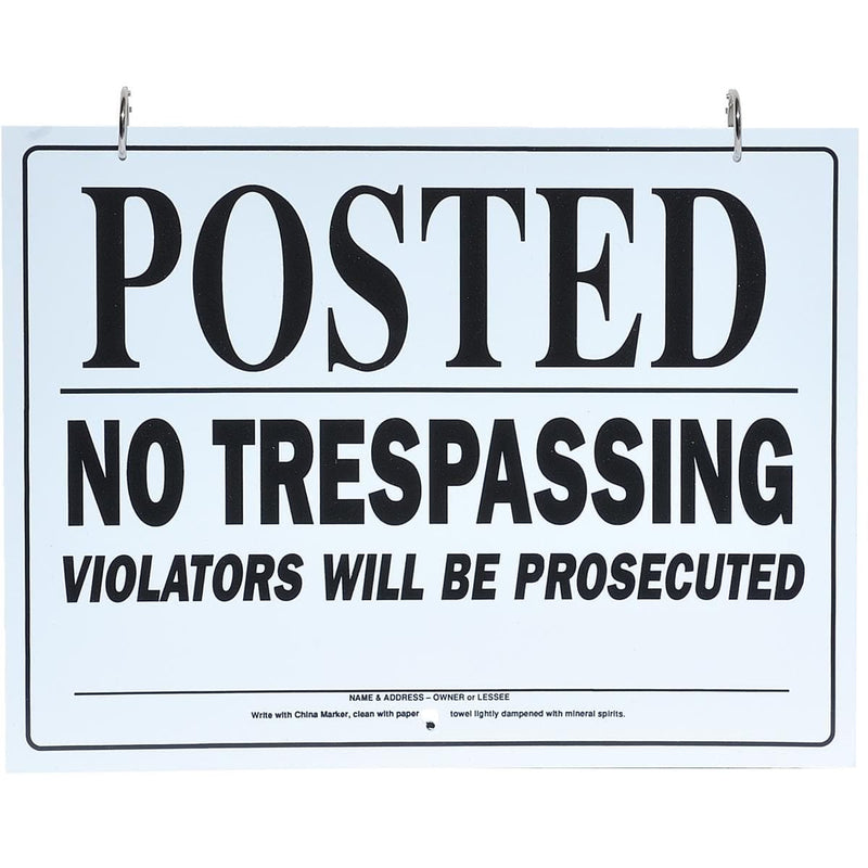 Gemplers Hinged WPS Bilingual Warning Sign with Application Data - "No Trespassing"