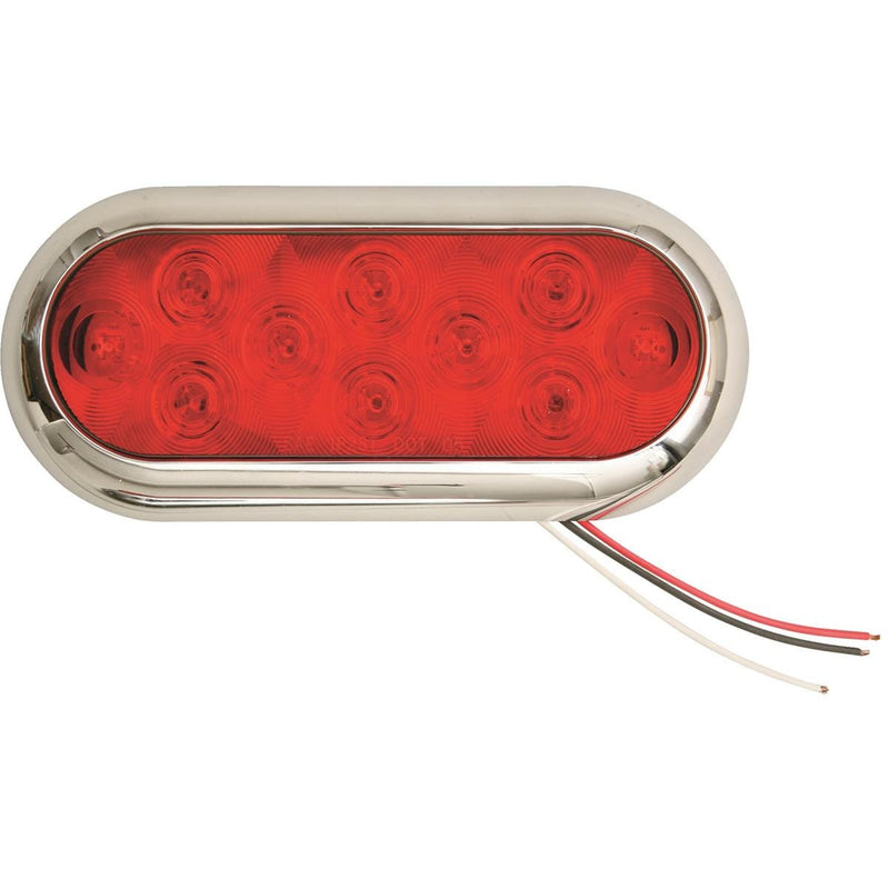 Red Oval Tractor/Trailer Tail Light With Chrome Face