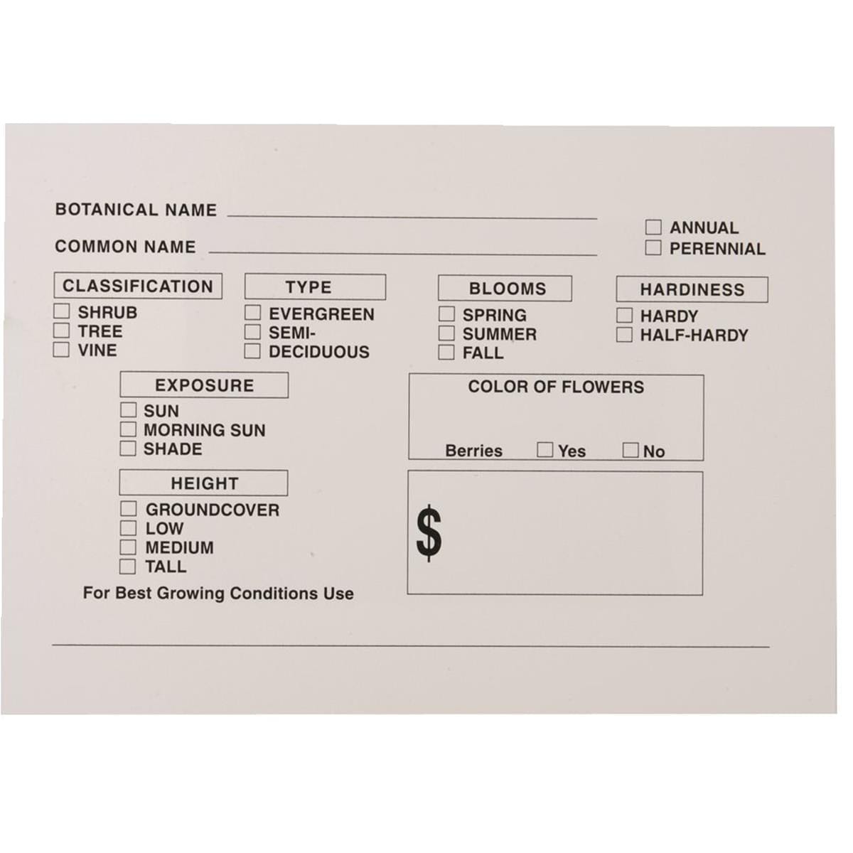 Plant Information Cards